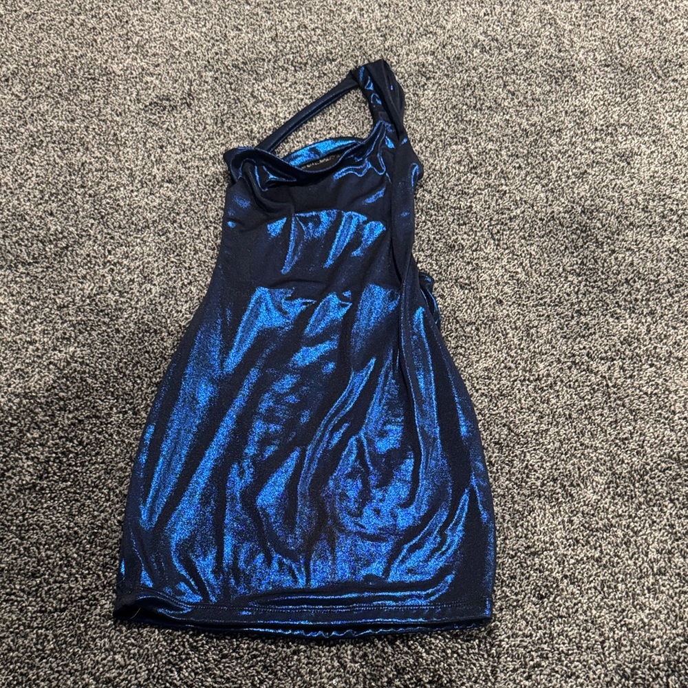 Source Unknown Shimmering Navy Backless Dress - image 1